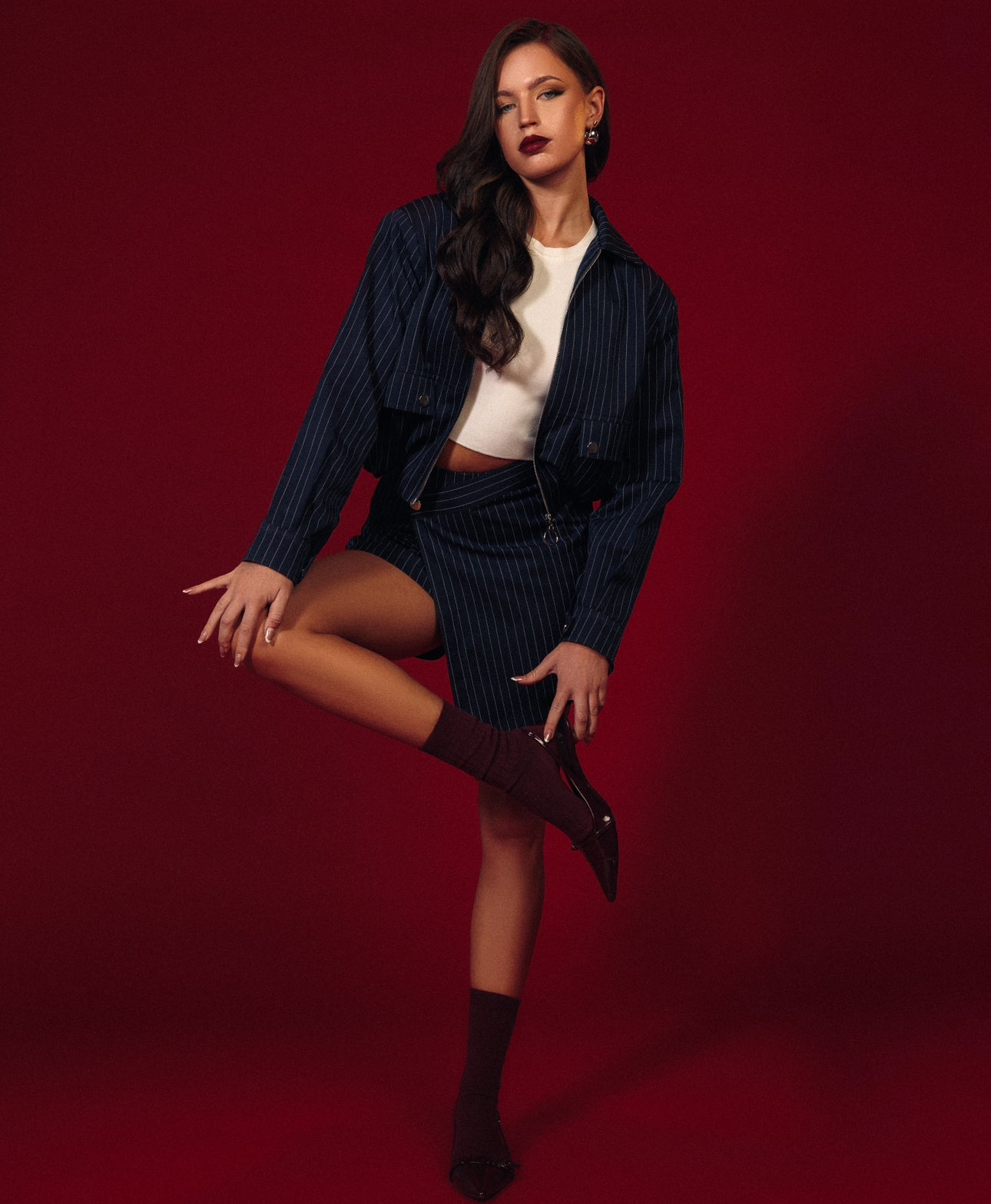 Pinstripe navy jacket