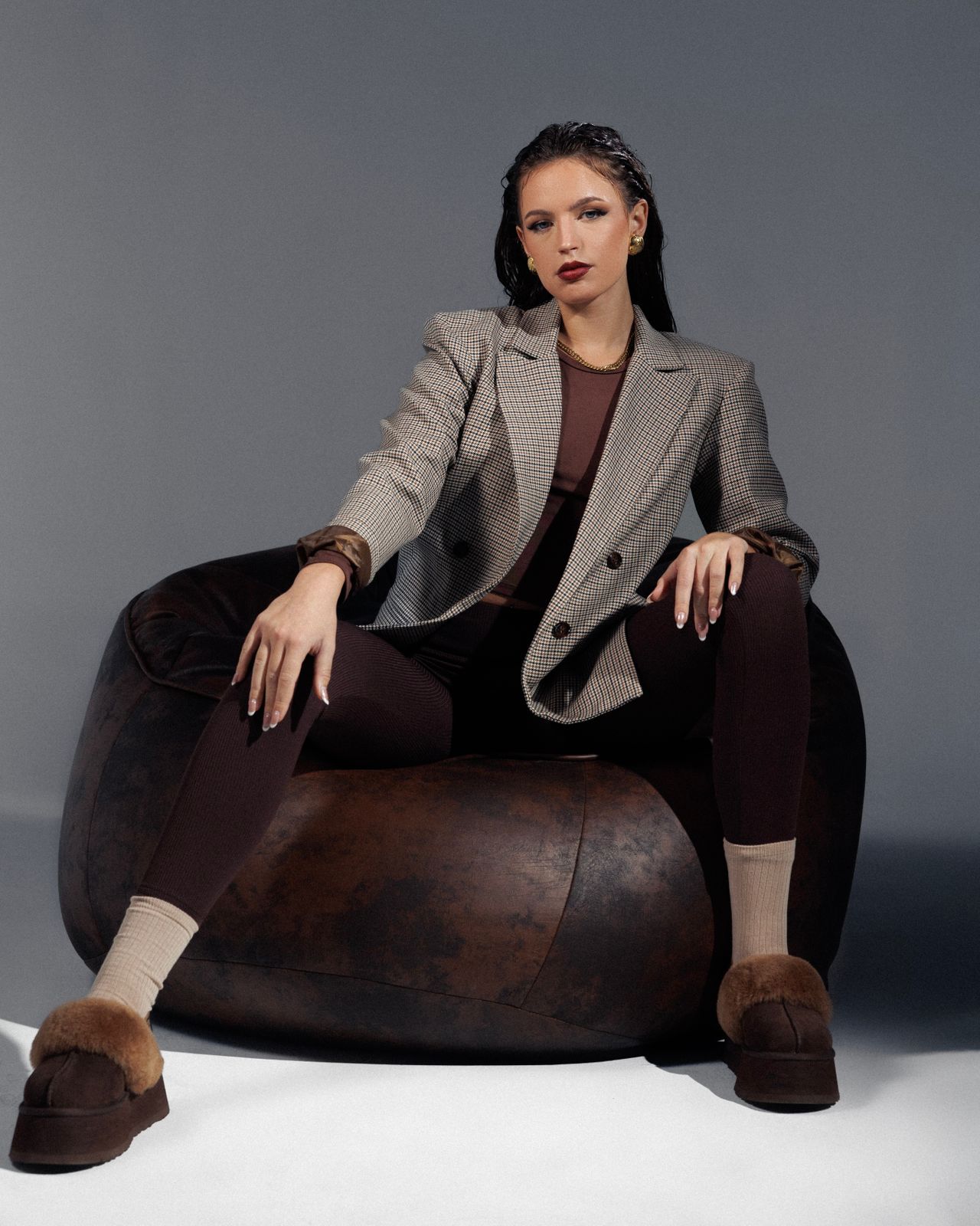 Plaid Double-Breasted Button Jacket
